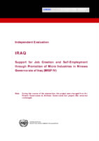Evaluation report on support for job creation and self employment through promotion of micro industries in Ninewa Governorate of Iraq (MISP IV) (2011).PDF